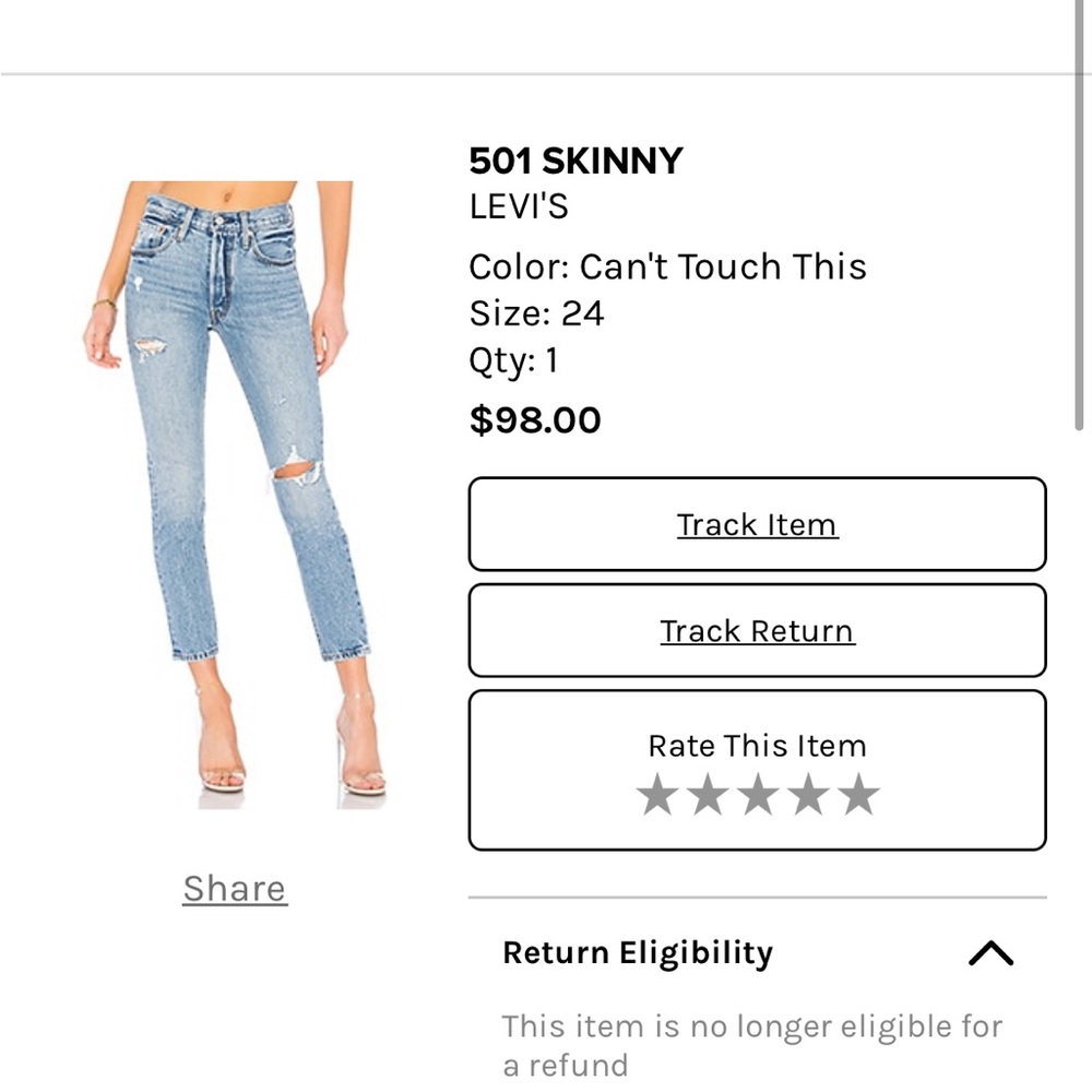 Levi’s skinny ripped jeans
